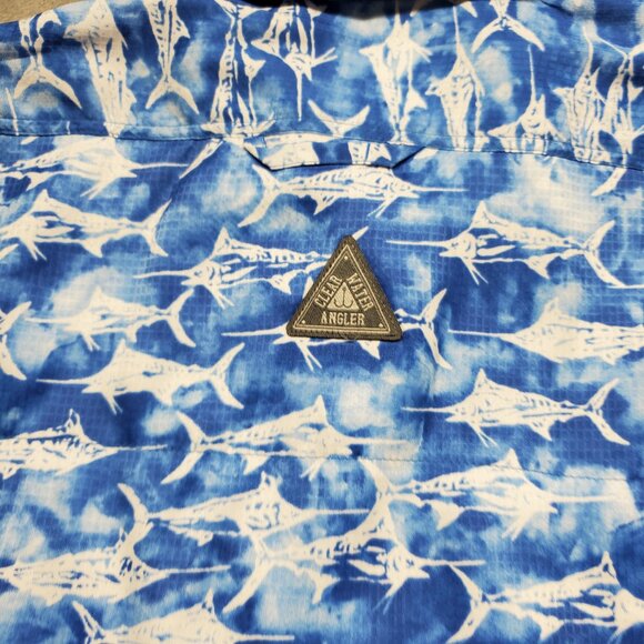 Clear Water Outfitters Quick Dry Shirt Small Marlin Fish Graphic Blue White Mn L - Picture 8 of 12